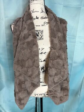 Anthropology Elevenses Pelage Brown Faux Fur Draped Open Vest Sz S